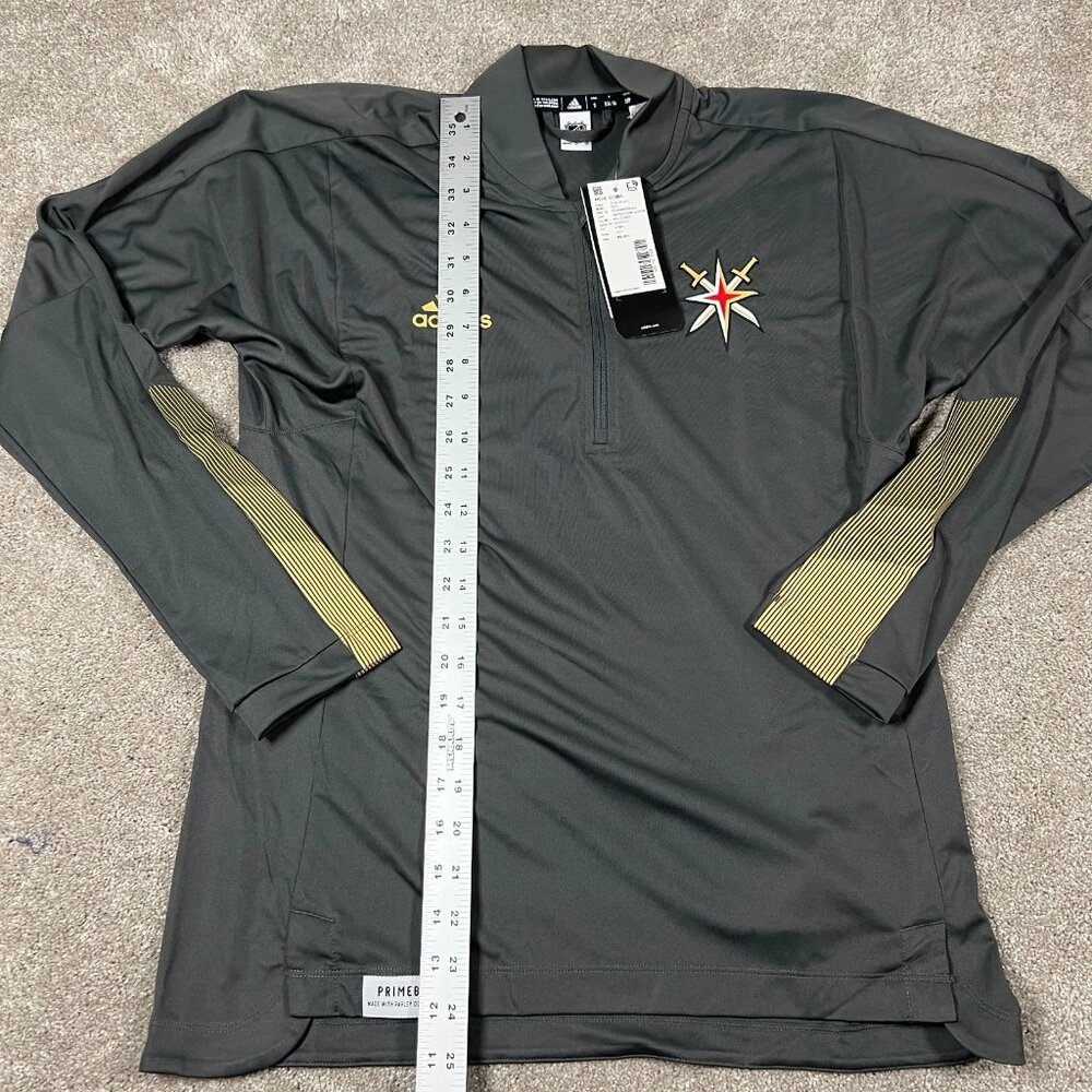 Adidas Womens Small Gray Las Vegas Golden Knights NHL Primeblue 1/4 Zip Knit NWT - Picture 7 of 7